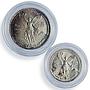 Mexico 1/10 1/20 onza Set Libertad Angel of Independence silver coins 1992