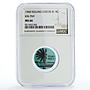 Keeling Cocos 5 cents Palm Tree Sea Beach KM-Tn9 Aqua Blue MS66 NGC coin 1968