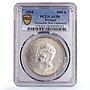 Portugal 1000 reis King Manuel II Peninsular War AU58 PCGS silver coin 1910