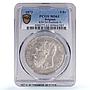 Belgium 5 francs Leopold II Coinage Position A KM-24 MS61 PCGS silver coin 1873