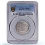 Netherlands W. Friesland 6 stuiver Ship Clipper KM-76 MS63 PCGS silver coin 1678