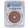 Belgium Congo Free State 10 centimes Leopold II Star MS63 PCGS copper coin 1894