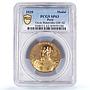 Peru General Oscar Benavides Politics Gilt SP63 PCGS copper medal 1939