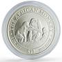 Somalia 10 dollars African Wildlife Three Monkeys Fauna Matte silver coin 2004