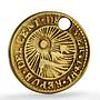 Central America Costa Rica 1/2 escudo Radiant Sun Holed KM-13 gold coin 1848