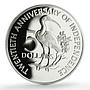 Trinidad Tobago 5 dollars Independence Anniversary Ibis Bird PR silver coin 1982