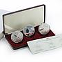 Latvia 1 lats x 3 Set State Times Values Politics proof silver coin 2006 - 2007