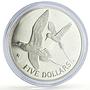 British Virgin Islands 5 dollars Tropicbirds Fauna KM-33a proof silver coin 1982