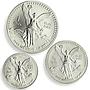 Mexico 1, 1/2, 1/4 onza Set Libertad Angel of Independence silver coins 1992