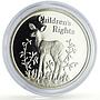Zambia 500 kwacha Human Rights Children Rights Fawn Fauna proof silver coin 1994