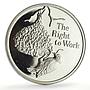 Zambia 500 kwacha Human Rights Work Weaver Bird Fauna proof silver coin 1994