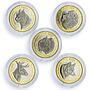 Belarus 2 roubles x 5 Set Bison Deer Lion Lynx Wolf Animals Fauna coins 2021