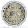 Singapore 10 dollars Lunar Calendar Year of the Rat Mouse proof silver coin 1984
