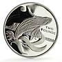 Sandwich Islands 2 pounds Marine Life Humpback Whale proof silver coin 2015