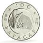 China Macau 100 patacas Lunar Calendar Year of the Rabbit proof silver coin 1987