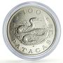 China Macau 100 patacas Lunar Calendar Year of the Snake silver coin 1989