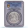 Chile 5 pesos Republic Coinage Condor Bird Wide Five MS62 PCGS silver coin 1927