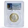 Gibraltar 2 pounds Union Jack Flag Britannia KM-970 MS65 PCGS bimetal coin 2001