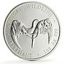 Zambia 5000 kwacha African Wildlife Elephant Fauna Matte silver coin 2002