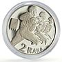 South Africa 2 rand Rugby World Cup Players Sports proof silver coin 1995
