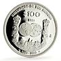 Mexico 100 pesos Two Worlds Encounter Ships Pillars proof silver coin 1991