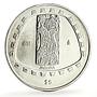 Mexico 5 pesos Jaguar Carving Art Precolombina Toltec silver coin 1998