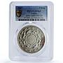 Sri Lanka Ceylon 5 rupees Buddhism Religion Animals MS63 PCGS silver coin 1957