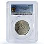 Uganda 5 shillings Republic Coinage Crane Birds Fauna MS65 PCGS CuNi coin 1972