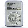 Vietnam 100 dong Dragon Boat Ship History Seafaring MS69 NGC silver coin 1988