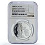 Palau 5 dollars German East Africa Elephant History PF69 NGC silver coin 1999