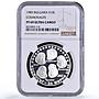 Bulgaria 10 leva Cosmonauts Intercosmos Space PF69 NGC silver coin 1985