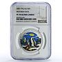 Palau 5 dollars Moorish Idol Fish Marine Life Protection PF70 NGC Ag coin 2001