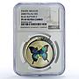 Palau 5 dollars Blue Butterfly Pacific Wildlife Fauna PF69 NGC silver coin 2008