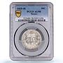 Mexico 50 centavos Republic Coinage Liberty Cap AU58 PCGS silver coin 1925