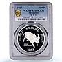 Philippines 200 piso Mindoro Bull Wildlife WWF Fauna PR70 PCGS silver coin 1987