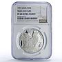 Laos 50 kip Tiger Cubs Endangered Wildlife Fauna PF68 NGC silver coin 1991