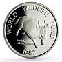 Philippines 200 piso Mindoro Bull Wildlife WWF Fauna proof silver coin 1987