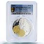 Netherlands Antilles 10 gulden John Jean Le Bon Gilt PR69 PCGS silver coin 2001