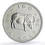 China Macau 100 patacas Ox Bull Year Lunar Calendar proof silver coin 1985