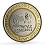 Ivory Coast 6000 francs Laurent Gbagbo Elephant Four Africa bimetal coin 2003