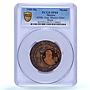 Mexico Mint 450th Anniversary Jose Morelos 1 Peso SP64 PCGS brass medal 1985