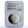 Paraguay 10000 guaranies Stroessner 8th Term Politics PF68 NGC silver coin 1988