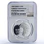 Guinea 10000 francs Currency Anniversary History PF69 NGC silver coin 1990