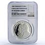 Paraguay 10000 guaranies Caballero Stroessner Politics PF70 NGC silver coin 1987