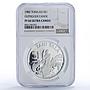 Tokelau 1 tala Man and Child Fishing Boat Ship PF66 NGC silver coin 1982