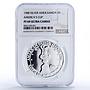 American Samoa 5 dollars America Cup Yachting Ship PF69 NGC silver coin 1988