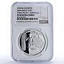 Greece 10 euro Olympics Torch Relay Athens Australia PF68 NGC silver coin 2004