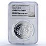 Kazakhstan 500 tenge Bear Tien Shan Red Book Fauna PF68 NGC silver coin 2008