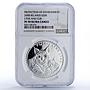 Belarus 20 roubles Lynxes Protection Wildlife Fauna PF70 NGC silver coin 2008