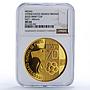 Mexico Football World Cup Jules Rimet Eagle Bird Gilt MS66 NGC bronze medal 1970